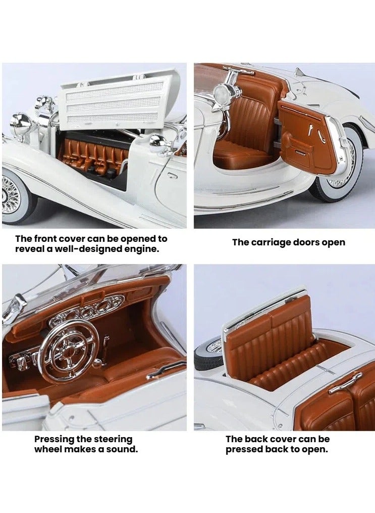 general Mercedes 500K Vintage Convertible Car Model - Openable Doors Light Up Pull Back Rear Wheels Classic Retro Replica Toy - Image 3